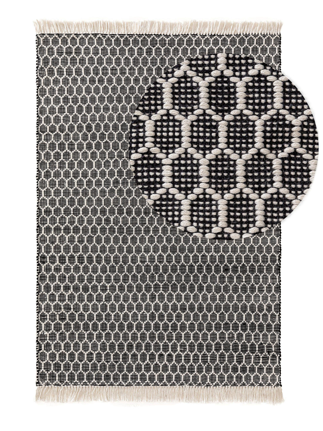 Teppich aus recyceltem Material Mimpi Weiß/Schwarz